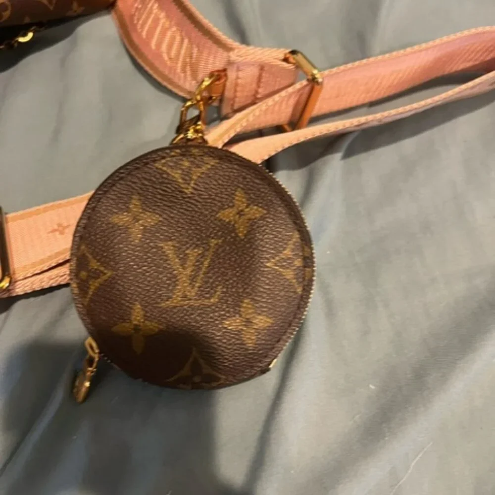 Louis Vuitton Multi Pochette Brown LV Print Rose Pink Green Strap Cross Body Bag - Picture 4 of 4